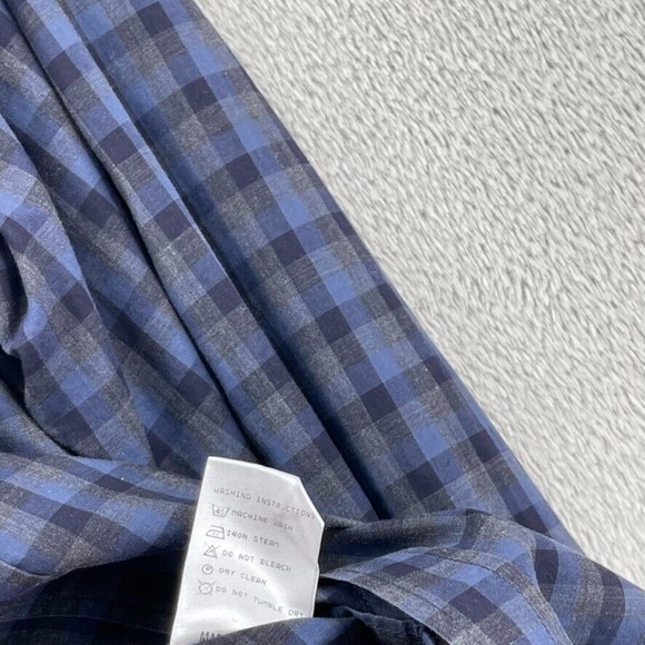 Billy Reid Shirt Men L Blue Check Button Down Long Sleeve Made Italy Lightweight - Picture 6 of 8